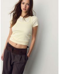 Stradivarius - Ribbed Racerback T-shirt - Lyst