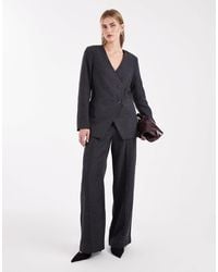 Object - Pantalon d'ensemble ample et ajusté avec surpiqûre à l'avant - foncé chiné - Lyst