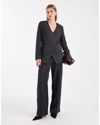 Object - Pantalon d'ensemble ample et ajusté avec surpiqûre à l'avant - foncé chiné - Lyst