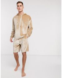 ASOS Pyjama Short And Oversized Hoodie Set - Natural