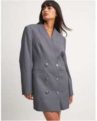 NA-KD - Vestito corto stile blazer dritto grigio - Lyst
