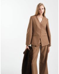 4th & Reckless - Tailored Collarless Cinched Waist Cocoon Sleeve Blazer - Lyst