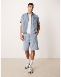 Calvin Klein - Linen Mix Denim Utility Shorts Co-Ord - Lyst