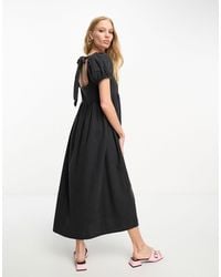 ASOS - Soft Denim Midi Dress With Tie Back Detail - Lyst
