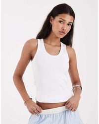 JJXX - Camiseta Blanca Sin Mangas De Canalé Frida De -Blanco - Lyst