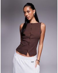 ASOS - Wide Neck Ribbed Button Through Tank Top - Lyst