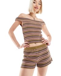 Collusion - Knitted Stripe Shorts Co-ord - Lyst