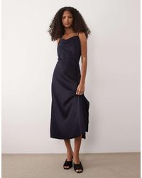 Y.A.S - Satin Midi Cami Dress With Tie Waist - Lyst