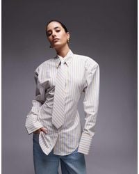 ASOS - Cinch Waist Shirt With Shoulder Pads And Tie - Lyst