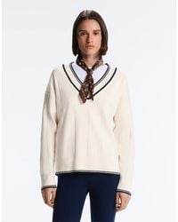 Oysho - Contrast V-Neck Knit Jumper - Lyst