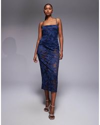 AFRM - Marsaille Crochet Floral Lace Spaghetti Strap Midi Dress - Lyst