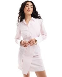 ASOS - Mini Shirt Dress With Side Ruching Detail And Contrasting Collar - Lyst