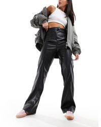 River Island - High Waist Straight Leg Pu Trouser - Lyst