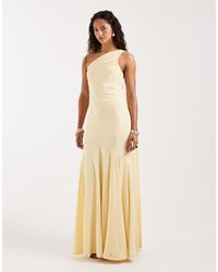 Pretty Lavish - Porto Matte Satin One Shoulder Scarf Neck Maxi Dress - Lyst