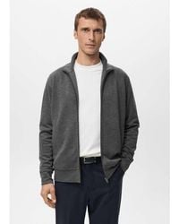 Mango - Cotton Mix Zip Through Sweatshirt - Lyst