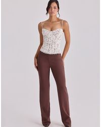 House Of Cb - Chiara Espresso Straight Leg Trousers - Lyst