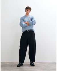ASOS - Tailored 100% Cotton Wide Barrel Leg Pants With Hem Adjuster - Lyst