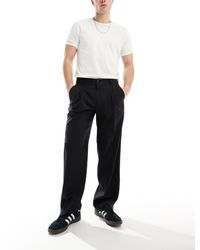 Jack & Jones - Pantaloni eleganti neri a fondo ampio con pieghe sul davanti - Lyst