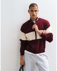 ASOS - Oversized Knitted Funnel Neck Zip Through With Panel Detail - Lyst