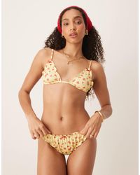 ASOS - Cherry Rose Scrunch Cheeky Bikini Bottom - Lyst