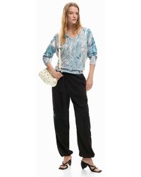 Desigual - Jersey Pico Estampado Abstracto, Mujer, Azul - Lyst