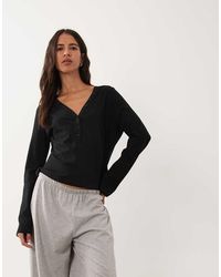 ASOS - Mix & Match Long Sleeve Plunge Henley Pyjama Top - Lyst