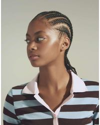 Bershka - Fitted Striped Long Sleeve Polo Shirt - Lyst