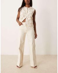 ASOS - Jeans Met Wijde Pijpen En Plooi Aan De Voorkant - Lyst