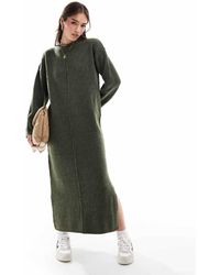 ASOS - Vestido Semilargo Con Costura Delantera De Punto De -Blanco - Lyst