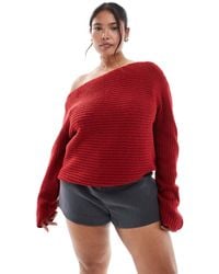ASOS - Asos Design Curve Knitted Off The Shoulder Slouchy Jumper - Lyst
