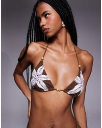Candypants - Abstract Floral Triangle Bikini Top - Lyst