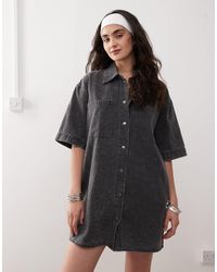 Noisy May - Denim Mini Shirt Dress - Lyst