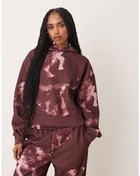 ASOS - Sweat à capuche d'ensemble avec motif fleurs intégral - prune - Lyst