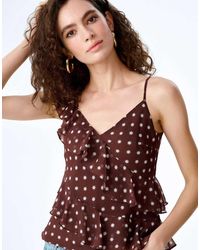 OMNES - Tops Francie Chiffon Cami Top With Asymmetric Ruffles - Lyst