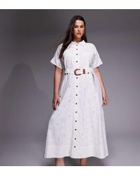 Forever New - Short Sleeve Broderie Shirt Midi Dress - Lyst