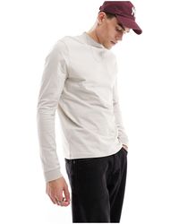 ASOS - T-shirt à col montant et manches longues - gris clair - Lyst
