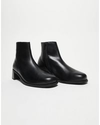ASOS - Bottines chelsea à talon en cuir avec fermeture éclair sur le côté - Lyst
