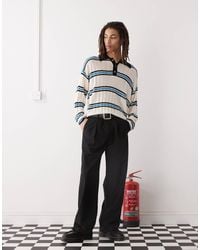 Collusion - Knitted Light Weight Long Sleeve Polo Jumper - Lyst