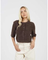 Brave Soul - Short Sleeve Fluffy Yarn Cardigan - Lyst