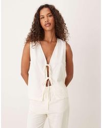 ASOS - Tie Front Waistcoat With Linen Co-Ord - Lyst