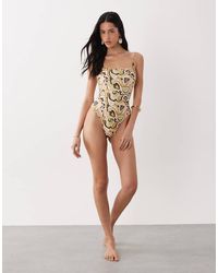 Brave Soul - Paisley Print Square Neck Swimsuit - Lyst