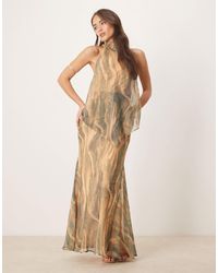 ASOS - Chiffon High Neck Double Layer Maxi Dress - Lyst