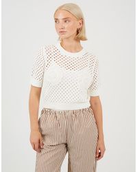 Brave Soul - Crochet Knit Short Sleeve T-Shirt With Shell Detail - Lyst