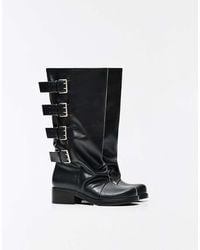 Bershka - Biker Boot With Buckles - Lyst