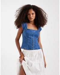 Free People - Marilyn Denim Corset Top - Lyst
