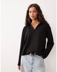 ASOS - Knit Long Sleeve Rugby Collar Top - Lyst