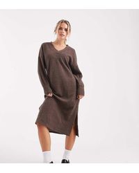 Vero Moda - Soft Rib Knit V Neck Midi Dress - Lyst