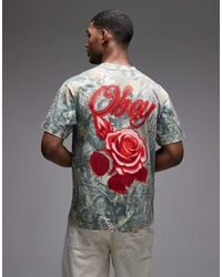 Obey - Real Tree Camo Graffiti Rose Backprint Graphic T-shirt With Back Print - Lyst