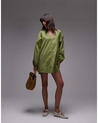 TOPSHOP - Vestido Corto De Estilo Babydoll De Popelina De - Lyst