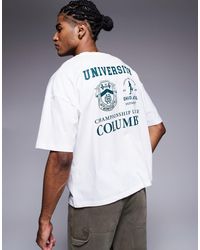ASOS - Boxy Oversized Dropped Shoulder T-shirt With Varsity Graphics - Lyst